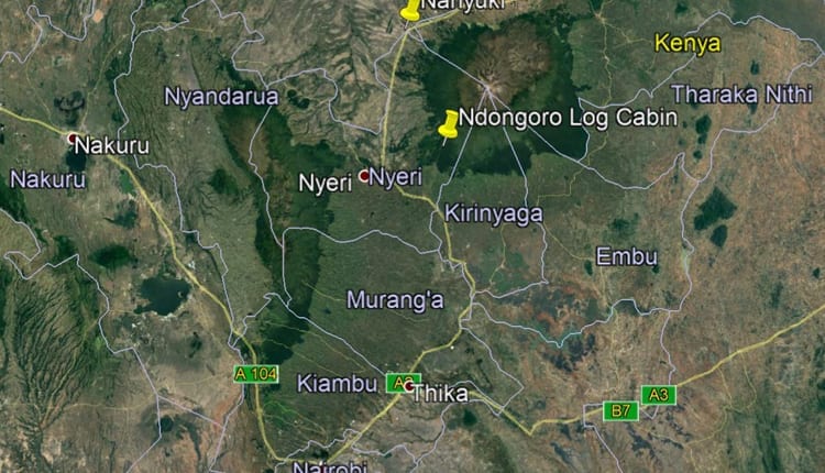 Map of Ndongoro Cabin, Ragati Conservancy in Mount Kenya