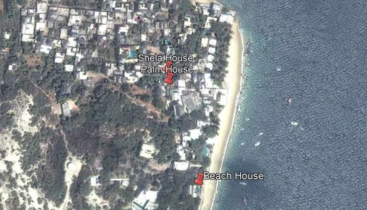 Map showing the location of Palm House in Lamu