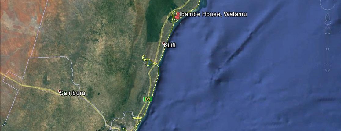 Map showing the location of Ibambe House located in Watamu